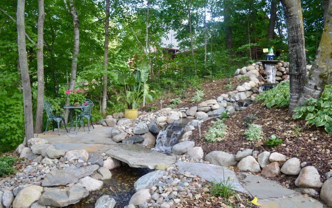 waterfall with bridge